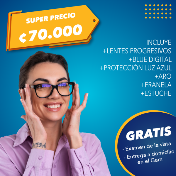 Oferta Aro + Lentes progresivos + Blue digital + Protección luz azul